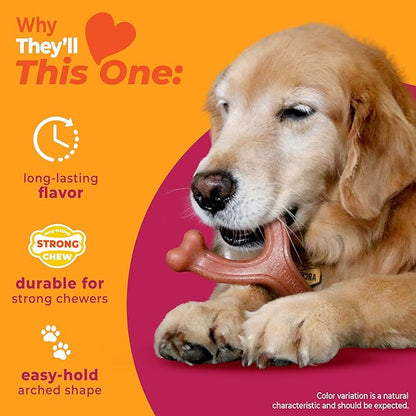 Nylabone Strong Chew Wishbone Dog Toy Made with Real Bacon, Durable Chew Toys for Aggressive Chewers, Long Lasting Dog Bone, Keeps Dogs Busy, Large Breeds - Up to 50 lbs