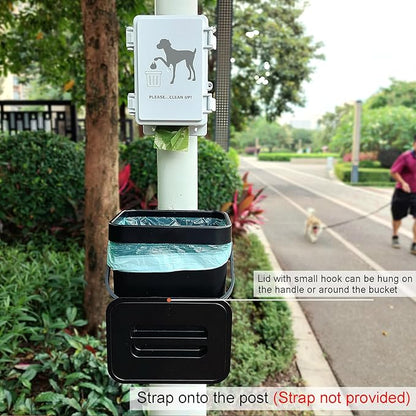 Small Dog Waste Station for Home 1.3Gallon/5L Mountable Doggie Trash Can Outdoor or Indoor Poop Bag Dispenser Wall Mounted 120 Count Pickup Bags 1 Trash Liner Roll (Mini Bucket + Dispenser + Bags)