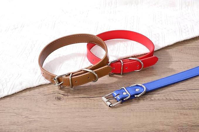 red Leather Dog Collar for Small,Medium, Large Dog, (Wide: 0.55'' for Dog's Neck: 9''~12'', red, S)