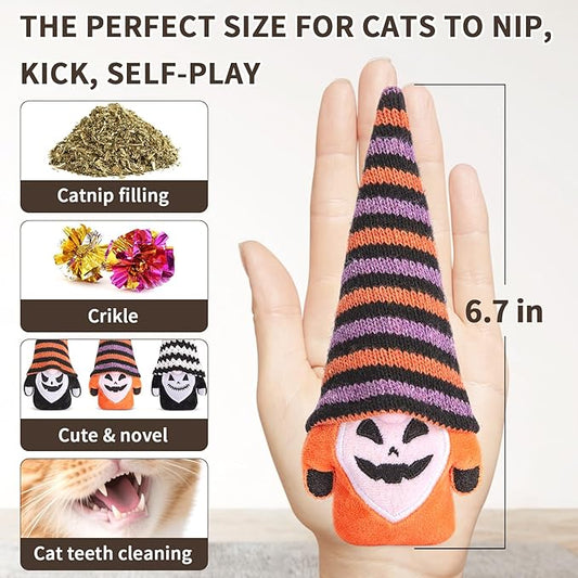 Retro Shaw Cat Toys Gnomes, 3 Pack, Catnip Toys for Indoor Cats Kitty Kicker Chew, Safe Teeth Cleaning Interactive Kitten Toy for All Pet Breeds, 6.7 Inches