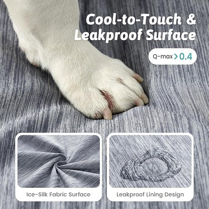 Large Orthopedic Dog Bed, Cooling Dog Beds for Large Dogs, Washable Pet Bed with Waterproof Liner, 44x32x4in,Dark Grey