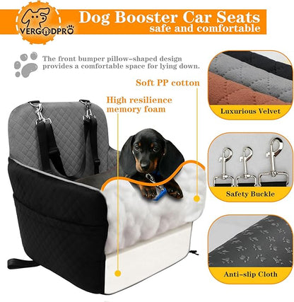 Dog Booster Car Seat for Medium/Small Sized Dogs,Memory Foam and Ultra Soft Fabric Car Pet Bed,Portable Travel Safety and Comfortable Dog Carseat with Washable Removable Cover,Thick Cushion（M-Blagre）