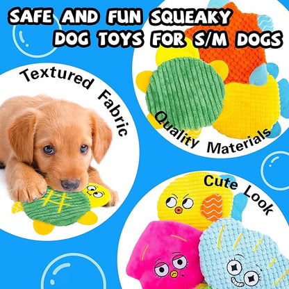 Squeaky No Stuffing Dog Toys 10 Pack,Crinkle Dog Toys for Small Medium Breed,Durable Plush Dog Toys,Cute Animal Stuffless Pet Toys,Interactive Puppy Teething Chew Toys for Entertaining