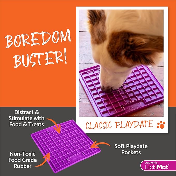 LickiMat Classic Playdate Slow Feeder for Dogs Lick Mat Boredom Anxiety Reducer Perfect for Food Treats Yogurt Liquid Food Peanut Butter Fun Alternative to a Slow Feed Dog Bowl, Turquoise