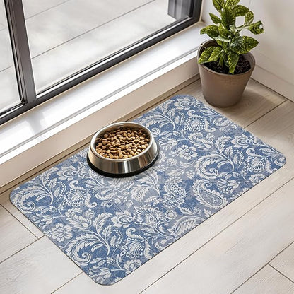 Dog Food Mat for Floors Waterproof Quick Dry Pet Placemat Cat Feeding Bowls Mats for Food and Water, Eco-Friendly Dog Accessories Diatomite Pets Supplies 16" X 24"