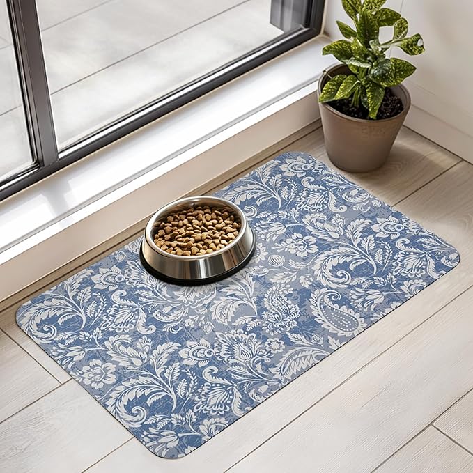 Dog Food Mat for Floors Waterproof Pet Placemat Cat Feeding Bowls Mats for Food and Water, Eco-Friendly Dog Accessories Diatomite Pets Supplies 17" X 30"