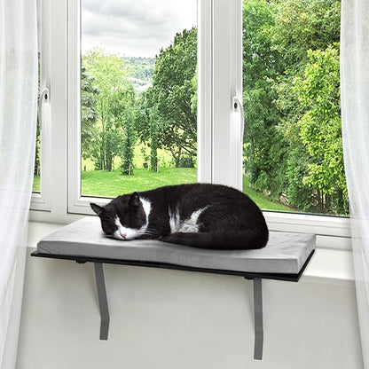 Cat Window Seat Wall Mount Perch House for Large Indoor, Heavy Duty Bed Shelves Furniture for Wall, Durable Steady Cat Accessories, Grey