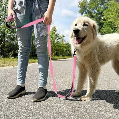 Joytale Dog Leash Heavy Duty for Large Dogs that Pull, Double Handle for Traffic Control, Double-Sided Reflective Leashes for Large Medium Dogs Night Safety, 5FT, Pink