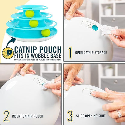 Our Pets Wobble Triple Chase Ball Track Interactive Cat Toy for Indoor Cats with Catnip (Cat Toys; Kitten Toys for Hunting and Chasing w/Rattling; Rolling Balls)