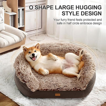 Orthopedic Dog Beds for Extra Large Dogs, 44" x32.6" x7.6" Supportive Dog Sofa Bed with 28D Egg-Crate Foam, Removable Washable Cover, Waterproof Lining, for Puppy,Senior,Sick,Brown