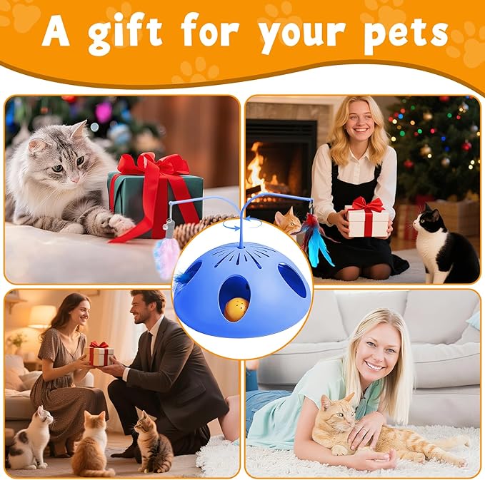 Cat Toys for Indoor Cats Interactive Cats Toy Kitten feathertoy; Trackball, Cat Tunnel Kitty Toys for Multi-cat Family