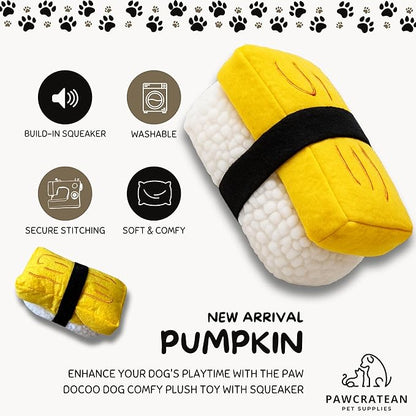 7" Squeaky Plush Toy for Puppies Small Dogs Self Etertainment Washable Soft Made [PET ONLY] (Egg Sushi)