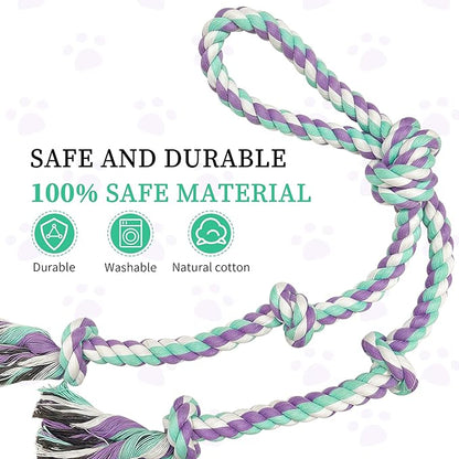 Dog Rope Toys for Large/Medium Aggressive Chewers, Tough Cotton Chew Toy, 3 Feet 5 Knots Indestructible, Tug of War Dog Pull Rope Teeth Cleaning (5 knot-19.5In)