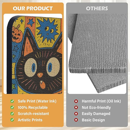 2 Pack Art Cat Scratcher, Wall-Mountable Cat Scratch Pad, Cat Wall Scratcher 16.7x11x1 Inch Cat Scratching Board for Indoor Cats Toy (MagicCat)