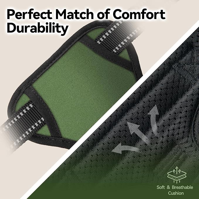 PHOEPET No Pull Dog Harness with Handle Front & Back Clip, Easy on Lockable Snap Buckle at Neck, Adjustable Reflective Vest with Handle for Small Medium Large Dogs (S, Misty Green)