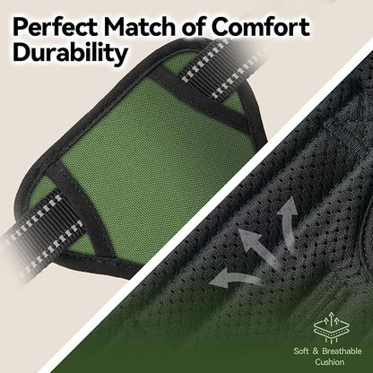 PHOEPET No Pull Dog Harness with Handle Front & Back Clip, Easy on Lockable Snap Buckle at Neck, Adjustable Reflective Vest with Handle for Small Medium Large Dogs (M, Misty Green)