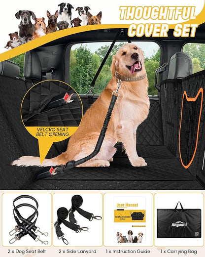 Angooni XL Dog Backseat Extender for Trucks - Hard Bottom 400lbs Load, Heavy-Duty Backseat Dog Hammock, Non-Slip & Waterproof Dog Seat Cover for F150, RAM1500, Silverado