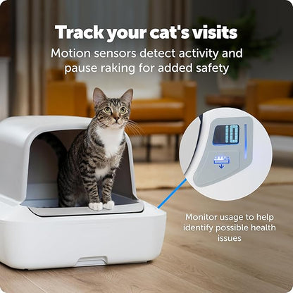 PetSafe ScoopFree Crystal Pro Self-Cleaning Cat Litter Box System – Enclosed Front-Entry – Advanced Odor Control – Includes 1 Disposable Crystal Litter Tray – White (PAL00-18017)