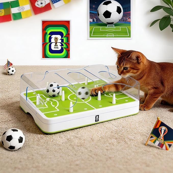 Official FIFA World Cup 2026 Edition - Interactive Cat Puzzle Feeder & Slow Feed Toy – Mental Stimulation Treat Dispenser Maze for Indoor Cats, Enrichment & Cat Food Toy, Football Fan Gift