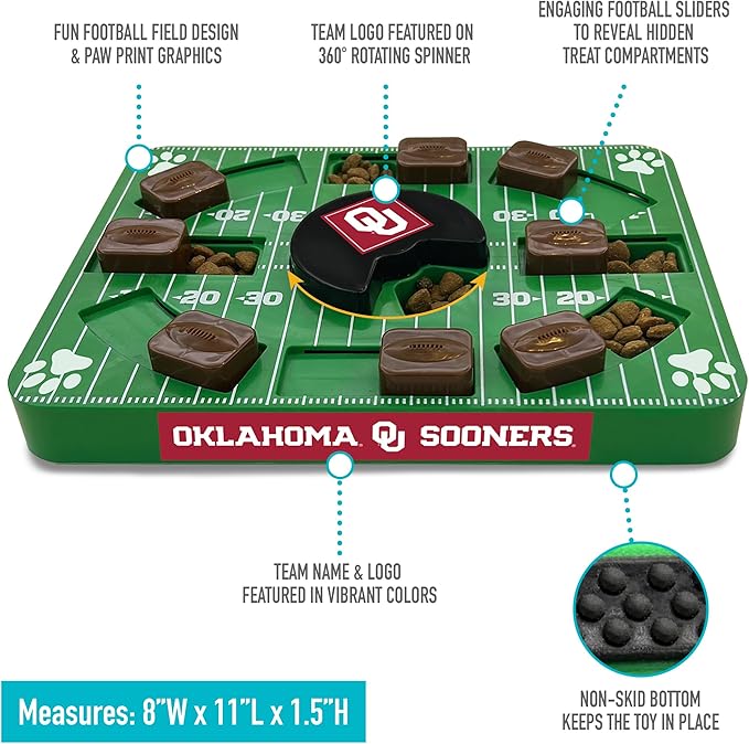 Pets First NCAA Oklahoma Sooners Puzzle Toy, Puzzle Treat Dog Toy, Interactive Dog Treat Toy, Dog Puzzle Fedding Slow Toy