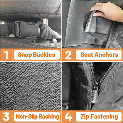 Pet Front Seat Cover, 2 in 1 Bucket Style Dog Booster for Medium Size and Small Dogs, Watertight Non-Slip Dog Car Seat Protector for Cars, Trucks, SUV Black