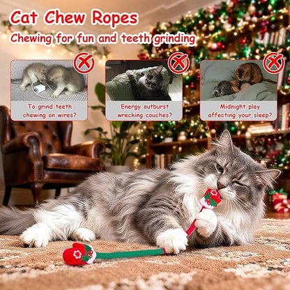 Retro Shaw Cat Chew Ropes 3PCS, Kitten Teething Toys for Indoor Cats, Natural Catnip Kicker Toys for Boredom Relief, Handmade Catnip Toys for Dental Health, Gift for Kitty