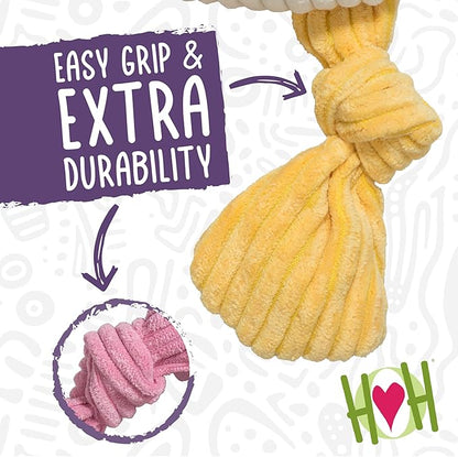 HuggleHounds Knottie Plush Dog Toy - Dog Stuffed Animal Toy, Puppy Toys, Squeaky Dog Toy for Small, Medium & Large Dogs, Durable Plush to Keep Them Busy - Rainbow Elephant, Small