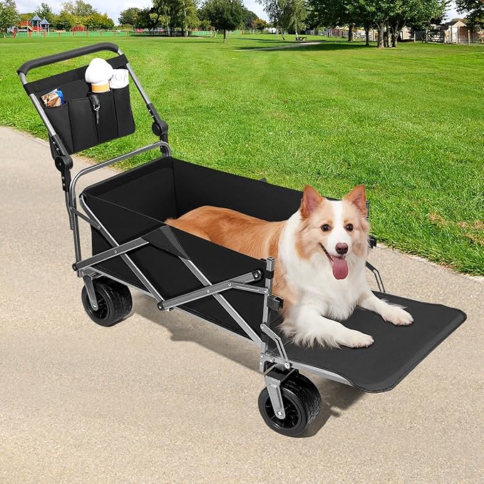 Large Dog Stroller for Large Medium Dogs,Older Dog Wagon Cart with Tailgate,Foldable Pet Strollers (Black)