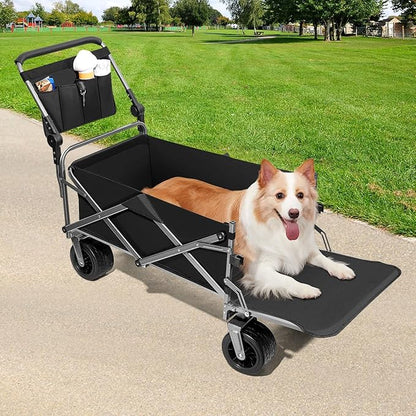 Large Dog Stroller for Large Medium Dogs,Older Dog Wagon Cart with Tailgate,Foldable Pet Strollers (Black)