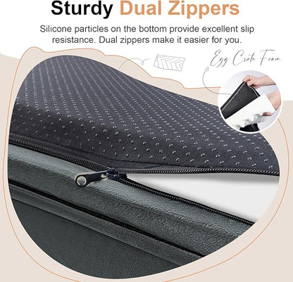 Large Dog Bed Orthopedic Washable: Extra Large Sized Beds for Jumbo Dogs Egg Crate Foam Sofa Couch Waterproof Removable Cover - Dark Grey