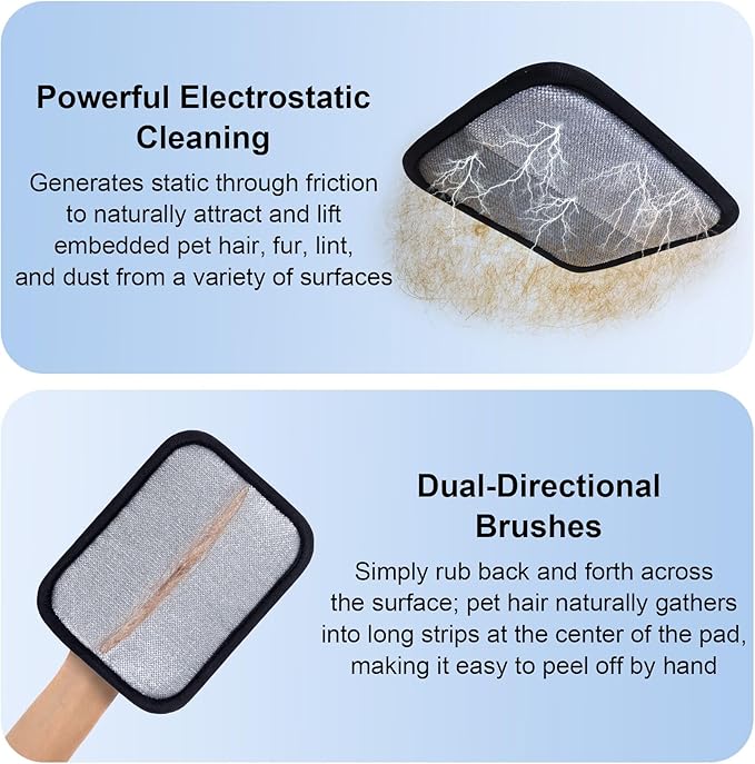 4PCS Electrostatic Pet Hair Removal Gloves Brush, 6.7x5.1 Reusable Static Remover for Cat Dog Hair, Grooming Glove for Couch, Furniture, Carpet, Car Seat, Fast Animal Fur Removal Mitt Tool
