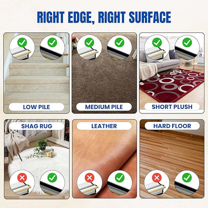 Dual-Edge Carpet Rake for Pet Hair Removal & Fluffing Matted Carpet – 61" Adjustable Handle, Deep Clean Dog & Cat Hair Remover, Reusable Scraper for Rugs, Low Pile Carpet, Couch & Stairs
