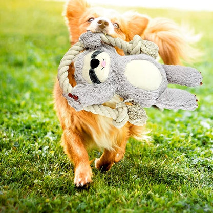 Native Pup Dog Toy Rope and Plush Stuffed Squeaker, Tug of War Toys for Dogs, Puppy Welcome Home Add on for Pets (Sloth)