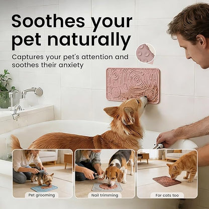 OHMO Lick Mat for Dogs Cats, (Sage Green + Coral, 2pcs, 9.8"×5.9") Galaxy Design Slow Feeder with Suction Cups, Keep Them Busy & Anxiety Relief, Easy Clean Enrichment Accessories