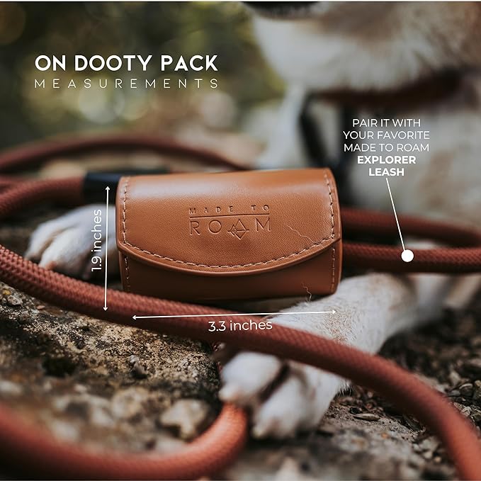 MADE TO ROAM On Dooty Pack - Premium Dog Poop Bag Holder for Leash, Vegan Leather Waste Bag Dispenser for Poop Bag Rolls - Oregon Haze