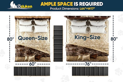 𝟐𝟎𝟐𝟔 𝐔𝐩𝐠𝐫𝐚𝐝𝐞𝐝 Dog Ramp for Bed, 64" Long Foldable Pet Ramp for Small Large Dogs, Dog Ramps for High Beds Car, High Traction with Platform 6 Adjustable Heights 24" to 30" Up to 220LBS Black