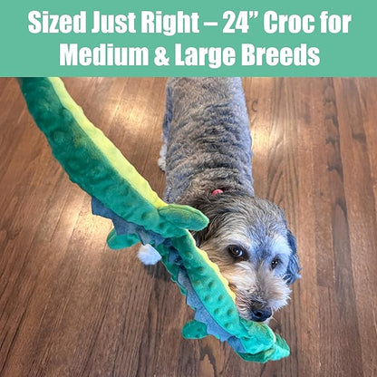 SPOT Skinneeez Extreme Triple Squeak Crocodile - Durable, Stuffing-Free Dog Toy with Rip-Stop Mesh & 3 Jumbo Squeakers, For Aggressive Chewers - Perfect for Medium to Large Dogs & Puppies, 24 inch
