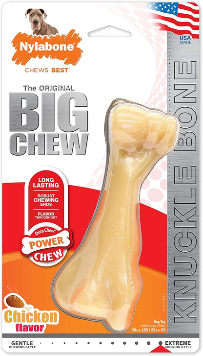 Nylabone Big Chew Knuckle Bone Power Chew Toy for Large Dogs, Durable Dog Toys for Aggressive Chewers, Destroy Proof Chew Toys To Keep Them Busy, Chicken Flavor, XX-Large, 50++ lbs, 1 Count