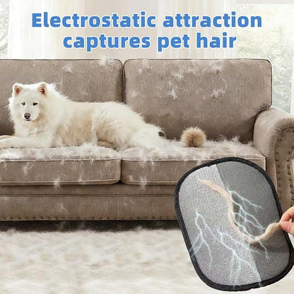 Pet Hair Removal Glove for Laundry, Magic Grooming Brush for Dogs Cats, Electrostatic Hair Remover Tool with Five-Finger Design for Couch, Carpet, Clothing, Car Seat Black