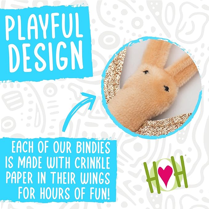 HuggleKats Cat Toys - Kitten Toys for Bored Indoor Cats, Perfect for Moving, Exercise, Biting & Chewing - Bindies (2 Pack)