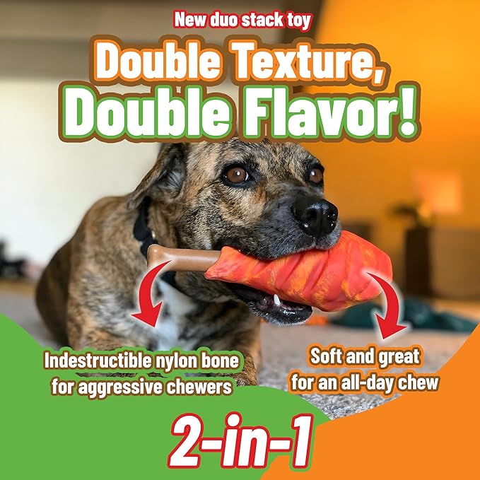Smoked Turkey Leg Dog Chew Toy, Natural Rubber and Nylon, Medium, with Squeaker, for Dental Hygiene