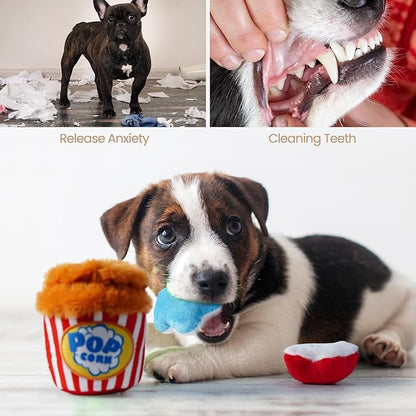 Nocciola Popcorn Squeaky & Plush Dog Toys | Hide & Seek, Interactive, Crinkle Toys for Small & Medium Dogs