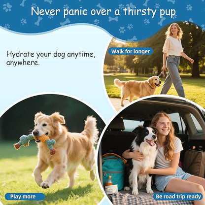 Portable Dog Water Bottle-18 Oz Leak-Proof Red Water Bowl Dispenser for Walk Hiking or Travel