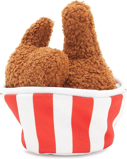 Barkbox 2 in 1 Interactive Plush Dog Toy - Rip and Reveal Toy for Dogs and Puppies - Stimulating Squeaky Pet Toys | Bucket o' Fried Licken