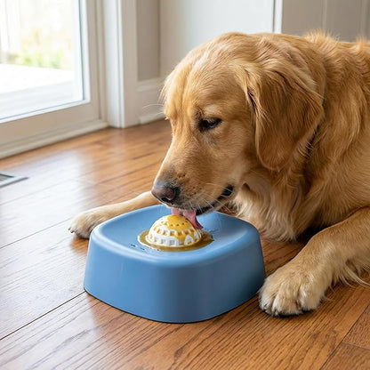 Slow Feeder Dog Bowl with Rolling Ball, Interactive Lick Bowl for Wet Food Water & Treats, Anti-Slip Puzzle Toy for Boredom & Anxiety Relief, for Large Medium Small Dogs (Blue)
