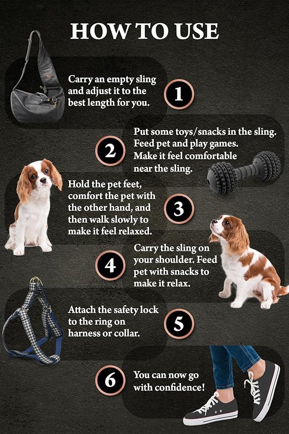 Noah & Paw Dog Sling Carrier for Small Dogs 3-10lb, Dog Sling for Small Dogs and Cats, Dog Carrier with Adjustable Padded Strap, Vegan Leather Lined with Fur, 3X Safety Features, Machine Washable