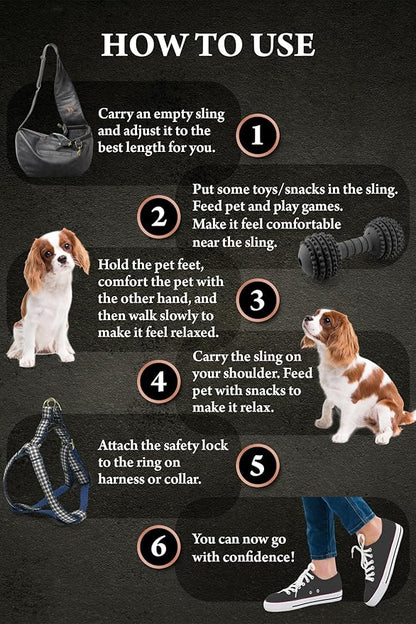 Noah & Paw Dog Sling Carrier for Small Dogs 3-10lb, Dog Sling for Small Dogs and Cats, Dog Carrier with Adjustable Padded Strap, Vegan Leather Lined with Fur, 3X Safety Features, Machine Washable