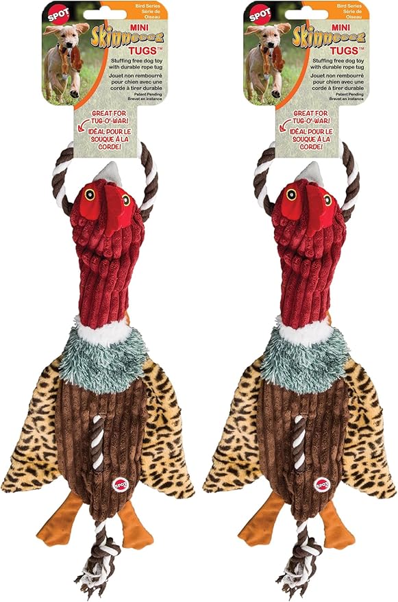 SPOT Ducks Mini Skinneeez Tugs Stuffingless Dog Toy, 14", 1Piece/ Style May Vary, Assorted (54181) (Pack of 2)