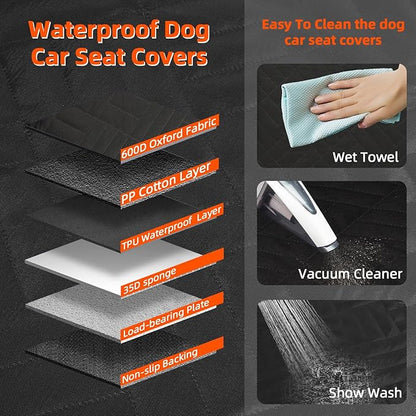 MIROZO Dog Car Seat Cover for Back Seat Hard Bottom,Back Seat Extender for Dogs, 600D Heavy Dog Car Seat Cover Pet Seat Cover Large Space Travel Bag for Dog with 5-Fold Bottom for Truck Car SUV
