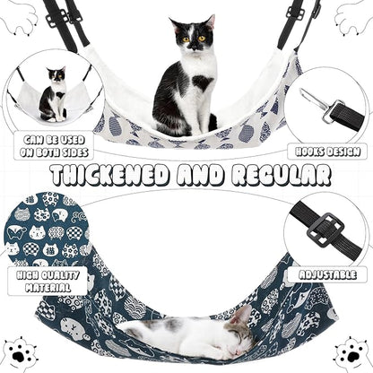 4 Pcs Cat Hammock for Cage Winter Cat Bed Hanging Reversible Hammock Warming Soft ferret Bed Catio Accessories Double Side 20In with Adjustable Straps and Metal Hooks for Kitten Ferret Small Animal
